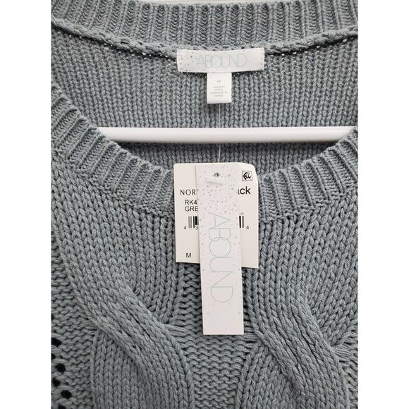 Abound Sweater Size M Cable Knit Fisherman Cotton Brunch Cozy Capsule Wardrobe - Picture 4 of 8